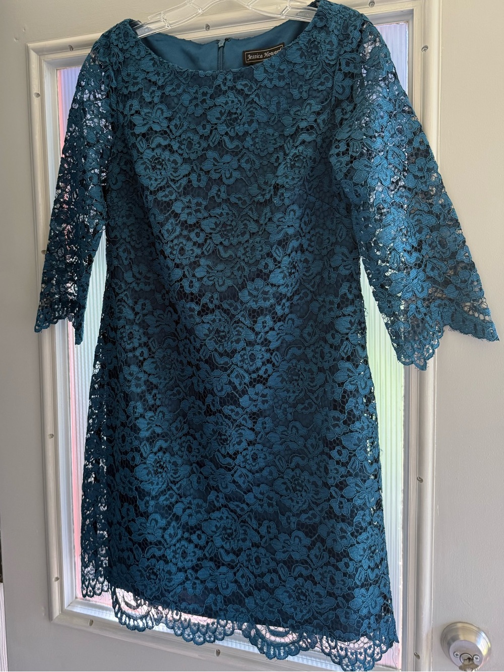 Jessica Howard Teal Lace Sheath Dress